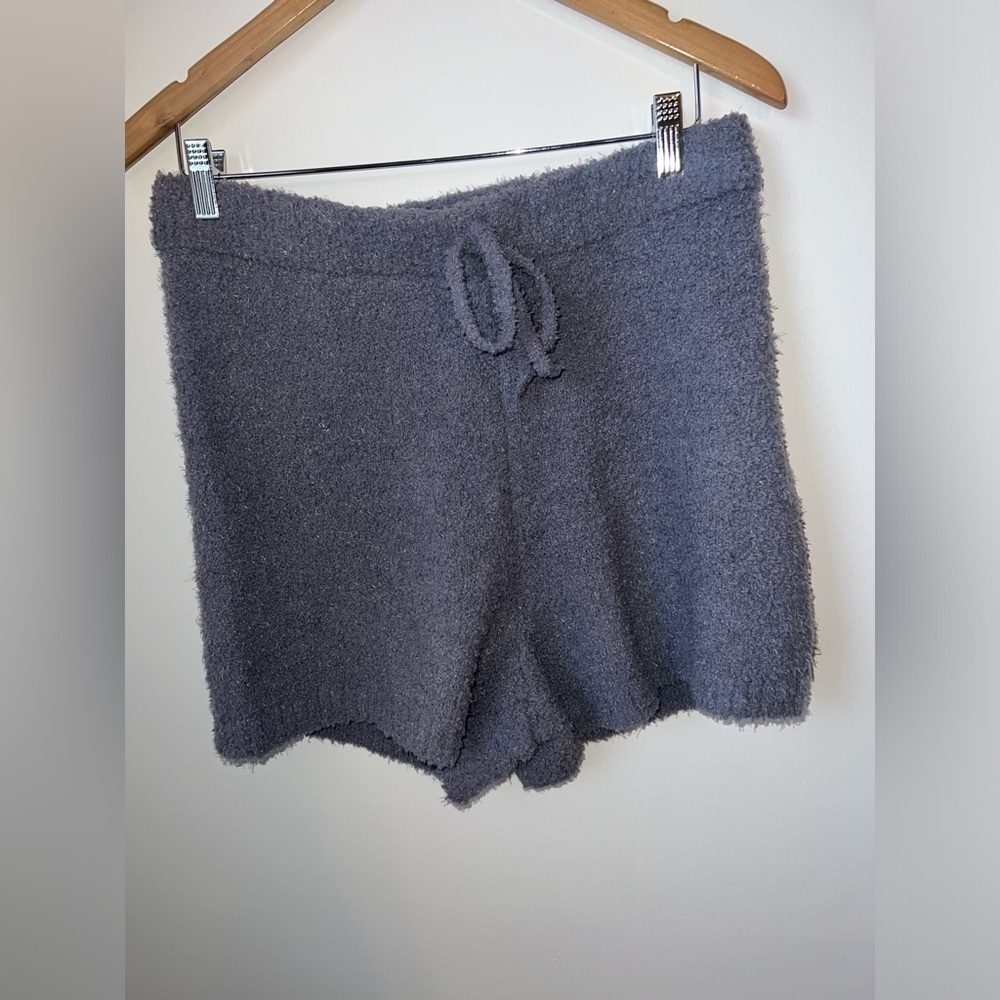 KIKIT Slate Gray Fleece Plush Lounge Pajama Shorts Large